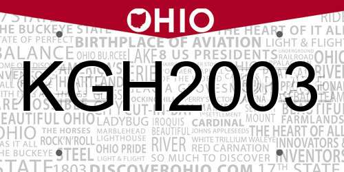 KGH2003 Ohio License Plate