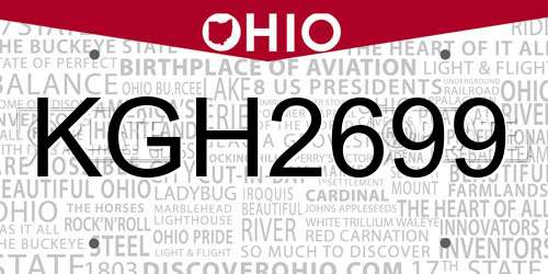 KGH2699 Ohio License Plate