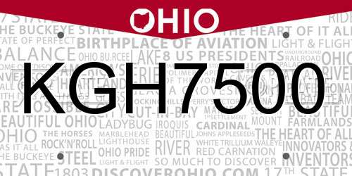 KGH7500 Ohio License Plate