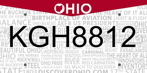 KGH8812 Ohio License Plate