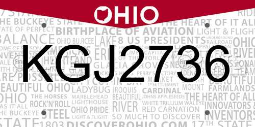 KGJ2736 Ohio License Plate