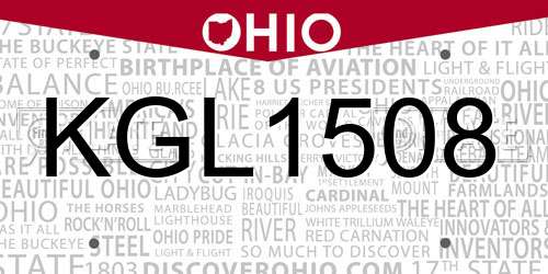 KGL1508 Ohio License Plate