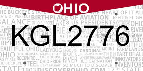 KGL2776 Ohio License Plate