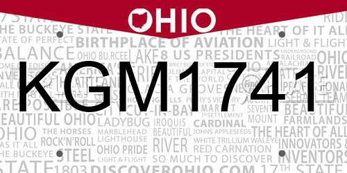 KGM1741 Ohio License Plate