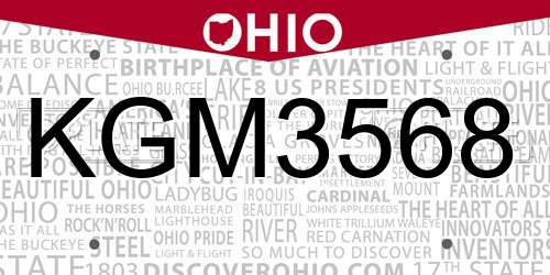 KGM3568 Ohio License Plate