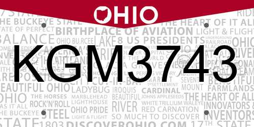 KGM3743 Ohio License Plate