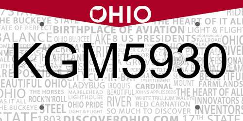 KGM5930 Ohio License Plate