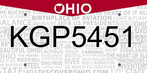 KGP5451 Ohio License Plate