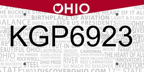 KGP6923 Ohio License Plate