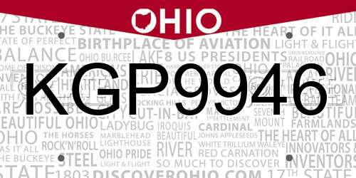 KGP9946 Ohio License Plate