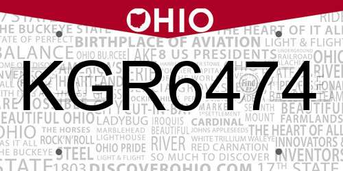 KGR6474 Ohio License Plate
