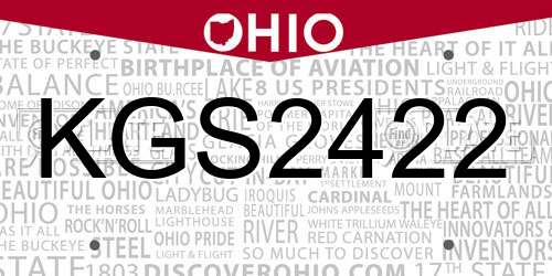 KGS2422 Ohio License Plate