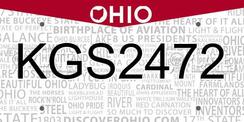 KGS2472 Ohio License Plate