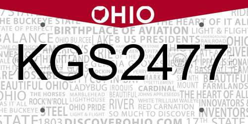 KGS2477 Ohio License Plate