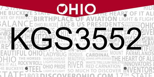 KGS3552 Ohio License Plate