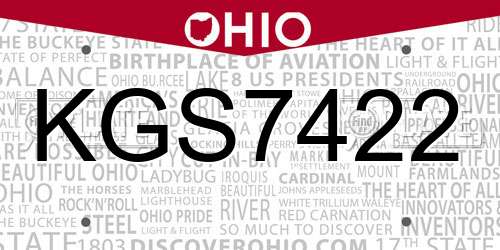 KGS7422 Ohio License Plate