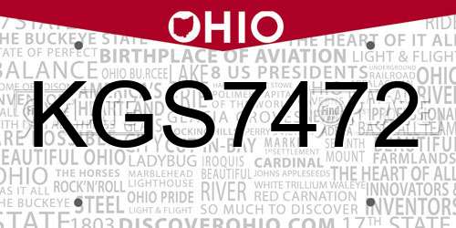 KGS7472 Ohio License Plate