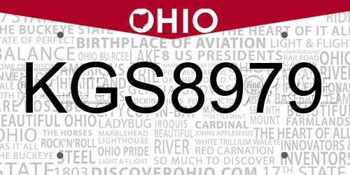 KGS8979 Ohio License Plate