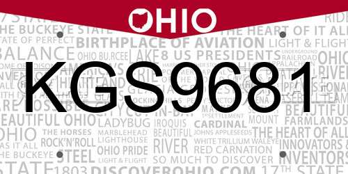 KGS9681 Ohio License Plate