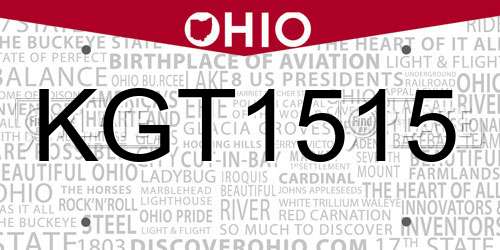 KGT1515 Ohio License Plate