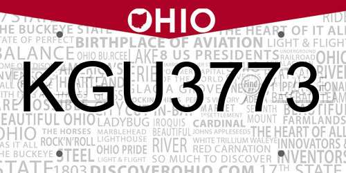 KGU3773 Ohio License Plate