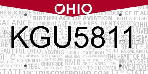 KGU5811 Ohio License Plate