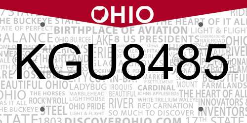 KGU8485 Ohio License Plate