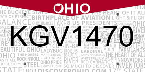 KGV1470 Ohio License Plate