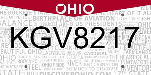 KGV8217 Ohio License Plate