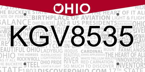 KGV8535 Ohio License Plate