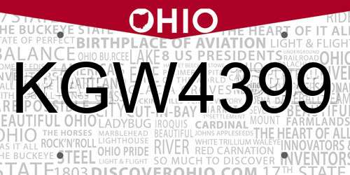 KGW4399 Ohio License Plate