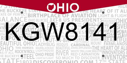 KGW8141 Ohio License Plate