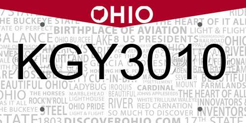 KGY3010 Ohio License Plate