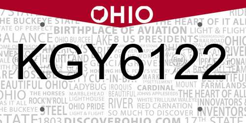KGY6122 Ohio License Plate