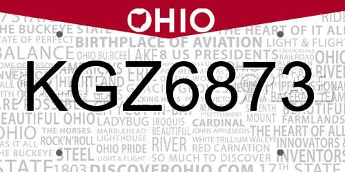 KGZ6873 Ohio License Plate