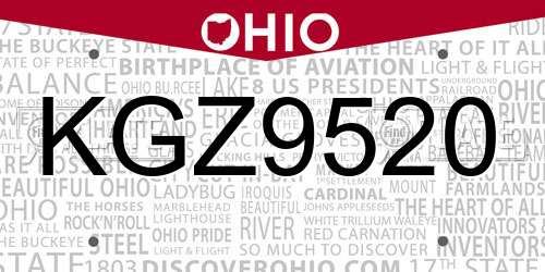 KGZ9520 Ohio License Plate