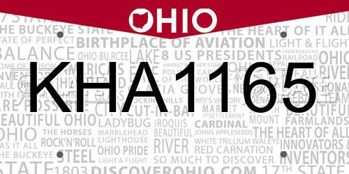 KHA1165 Ohio License Plate