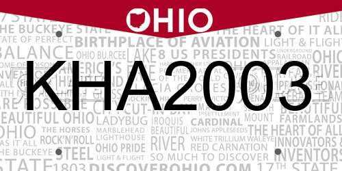 KHA2003 Ohio License Plate