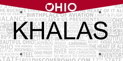 KHALAS Ohio License Plate