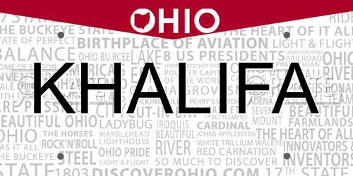 KHALIFA Ohio License Plate
