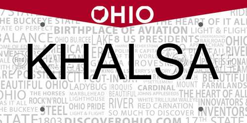 KHALSA Ohio License Plate