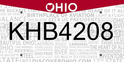 KHB4208 Ohio License Plate