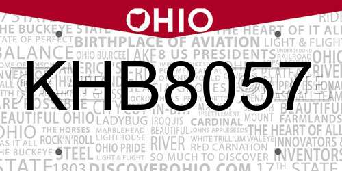KHB8057 Ohio License Plate