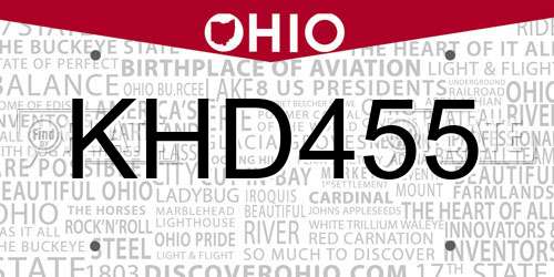 KHD455 Ohio License Plate