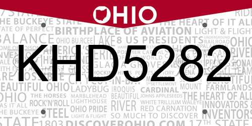 KHD5282 Ohio License Plate