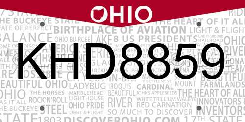 KHD8859 Ohio License Plate