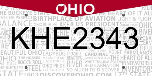 KHE2343 Ohio License Plate