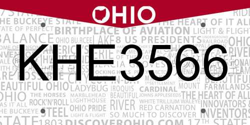 KHE3566 Ohio License Plate