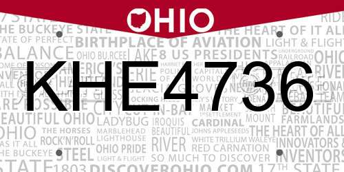 KHE4736 Ohio License Plate