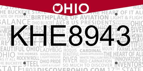 KHE8943 Ohio License Plate
